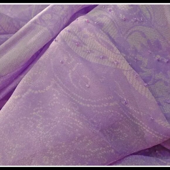 30s Vintage Silk Gown, Lavender Beaded Formal 1930s VFG OSFM One Size! - Picture 4 of 13